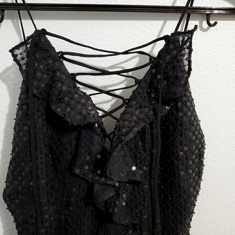 Nbd Black Sequence Ruffle Romper Size Small - image 2